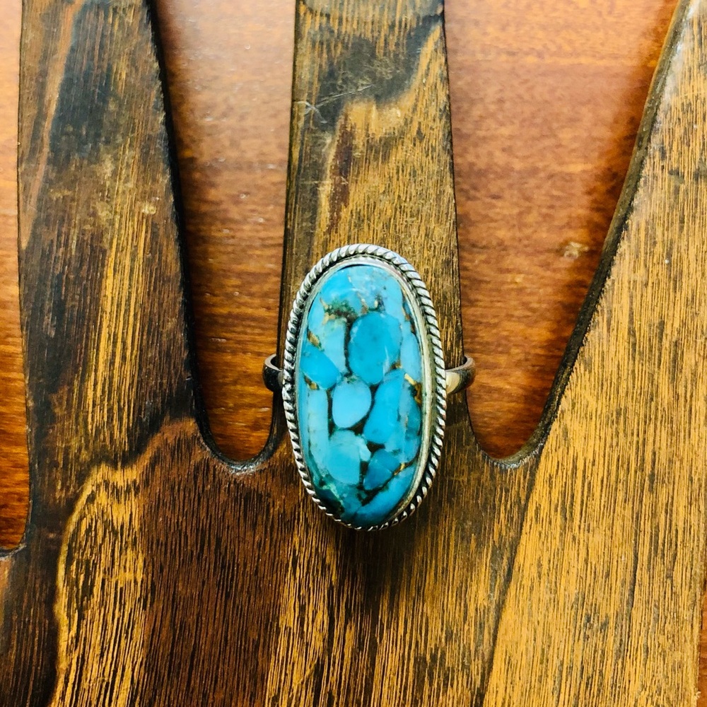 Sterling Silver Ring 925 Turquoise Stone Boho